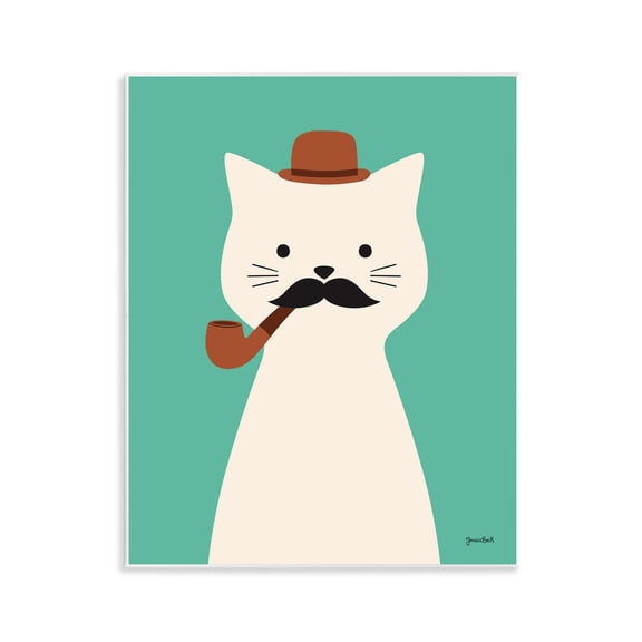 Stupell Industries Cat Smoking Pipe Animals Painting Unframed Art Print Wall Art, 11 x 14
