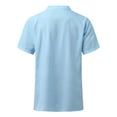 thumbnail image 3 of Shirts For Men Summer Solid Color Collar Button Dwon Cardigan Short Sleeves Male Tops Blue XL, 3 of 5