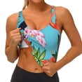 thumbnail image 3 of Uemuo Tropical Jungle Flamingo Pattern Women's Sports Bra - High Impact Support, Breathable, and Comfortable Athletic Bra for Running, Yoga, and Workouts, 3 of 9