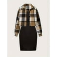 thumbnail image 4 of Mikrdoo 8 Years Kid Girls Outfits 8Y,9Y,10Y,11Y,12Y Big Girls Straps Dress Plaid Print Lapel Collar Cropped Coat 2Pcs Clothes Set Light Brown, 4 of 7
