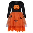 thumbnail image 1 of Girls Halloween Pumpkin Bat Dress-up Clothes Long Sleeve Velvet Tulle Tutu Dress Kids Theme Party Masquerade Cosplay Costume120 Gong Bohan LED, 1 of 2