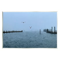 Stupell Industries Seagulls Over Ocean Dock Waters Coastal Photography Unframed Art Print Wall Art