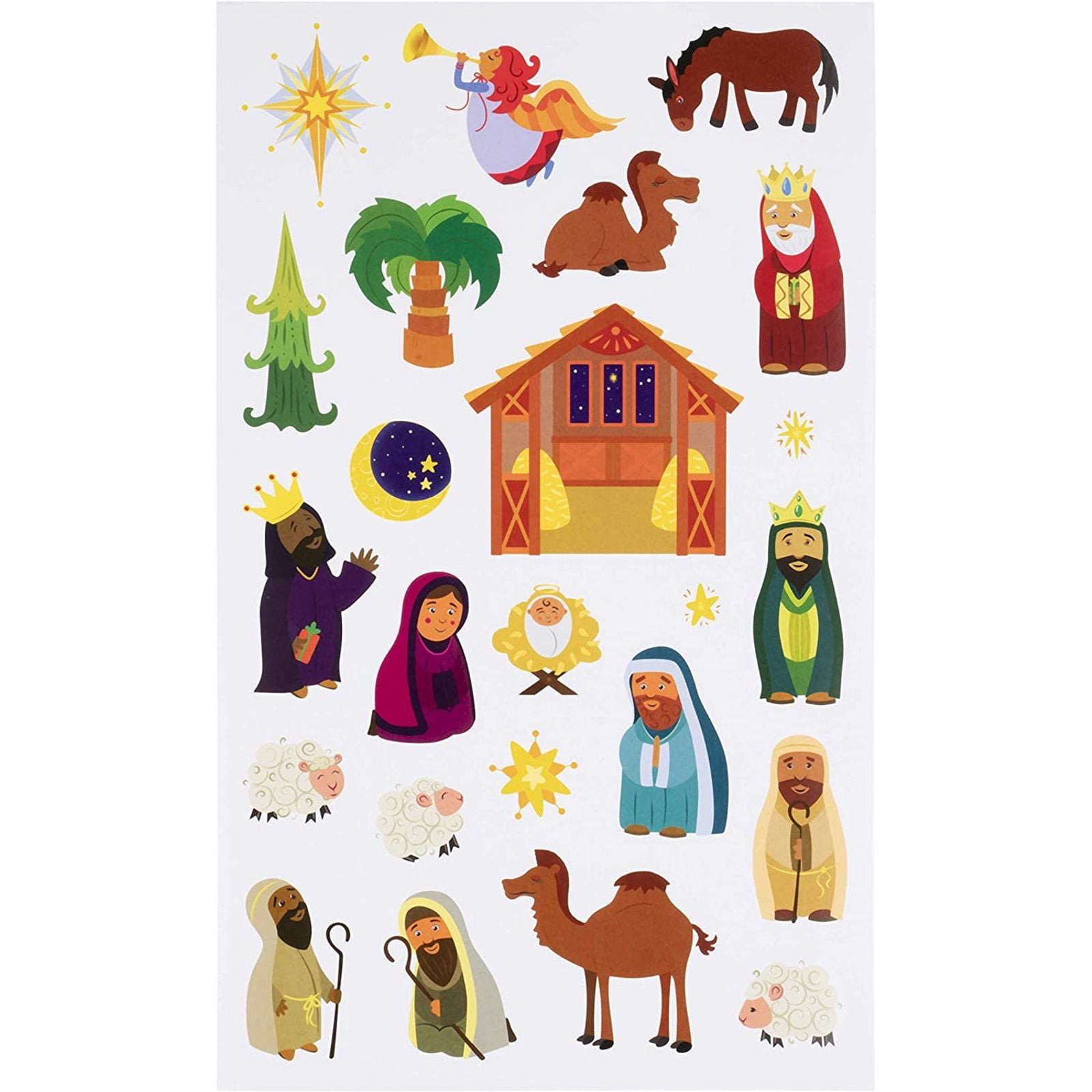 45 Assorted Christmas Navity Foam Stickers Design Crafts Card Making Decorations 