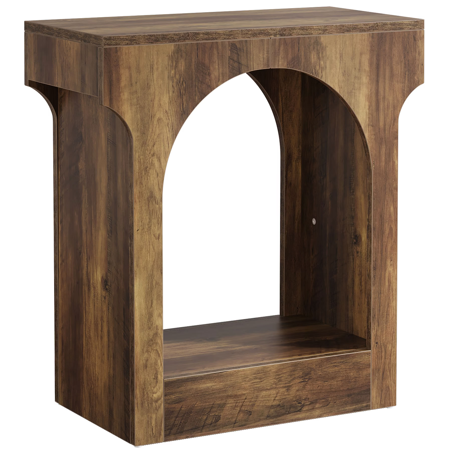 MAYEERTY 2-Tier Wood End Table, Mid-Century Modern Side Table with Arched Storage Space, for Living Room, Bedroom