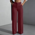 thumbnail image 3 of Bloomae Womens Dress Pants Wide Leg Stretchy Work Pants Casual Button High Waisted Pull On Office Business Trousers with Pockets, 3 of 10