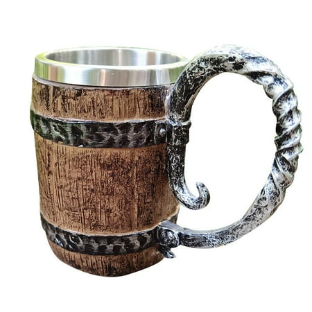 

Wooden Beer Mug Retro Simulation Wooden Barrel Double Layer Stainless Steel Beer Cup Coffee Mug Handmade Beer Mug.