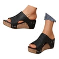 thumbnail image 1 of Chaussons Compensés en Cuir Mode Été pour Femmes Chaussures de Plage Confort et Style, 1 of 9