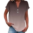 thumbnail image 2 of JTZGDY Linen Shirts for Women Cute Summer Short Sleeve Half Button V Neck Graphic T-Shirts Trendy Oversized Casual Tie Dye/Floral Printed Beach Vacation Tunic Tees Blouse A-Black L, 2 of 7