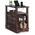 thumbnail image 2 of GALAXHERO Farmhouse End Table with Charging Station Narrow Side Table for Living Room Night Stand with Storage, Nightstand with USB Ports and Outlets for Bedroom Brown, 2 of 6