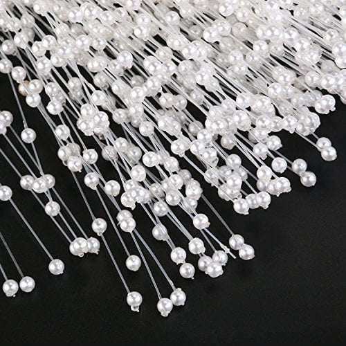 ULTNICE 100pcs String Pearls Sticks Bridal Wedding Pearl Bouquet Party Decor