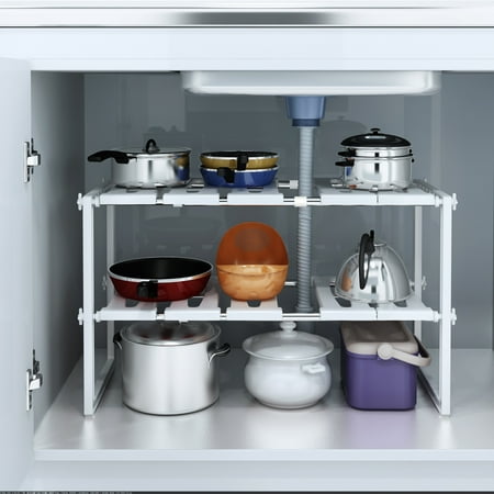 - UBesGoo Space Saving Rack 2 Tier Stackable Under Sink Shelf Adjustable Kitchen Cabinet