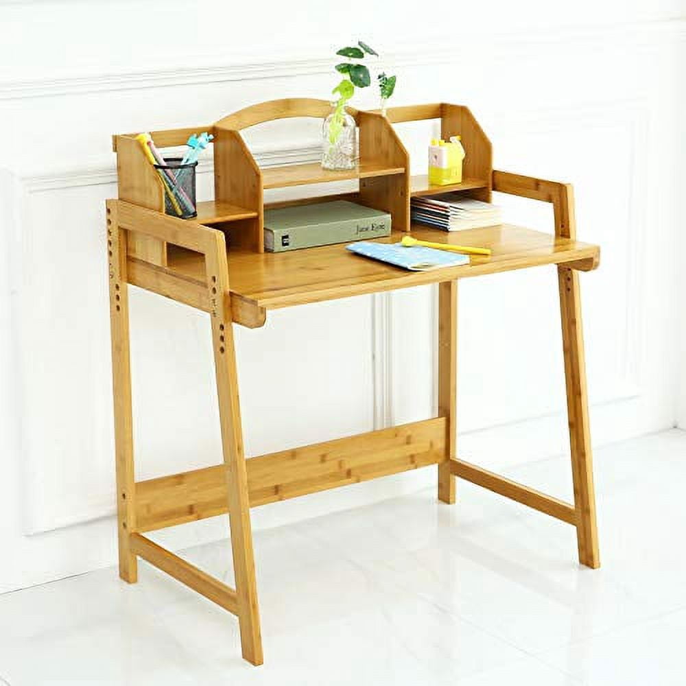 UNICOO® Bamboo Height Adjustable Kids Desk and Chair Set, Children Desk, Study Table and Chair Set (Nature -01)