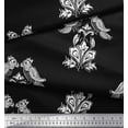 thumbnail image 2 of Soimoi Poly Georgette Fabric Leaves,Bird & Floral Block Printed Fabric 1 Yard 52 Inch Wide, 2 of 3
