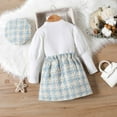thumbnail image 5 of Ruyang Toddler Girls Plaid Skirt Spring Outfits Bubble Sleeve Glitter Tshirts Top Irregular Skirt with Hat Set 3Pcs, 5 of 9