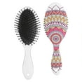 thumbnail image 2 of Ethnic Boho Style Hair Brush, Artistic Detangler Paddle Comb with Rustic Vintage Print, Gentle for All Hair Types, 2 of 8