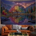 thumbnail image 2 of Colorful Tree Tapestry Wall Hanging Forest Starry Sky Tapestries Aesthetic Wall Art Home Decoration for Bedroom, Living Room, Dorm, 40L x 30W, Purple, 2 of 6