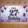 thumbnail image 3 of Purple Theme Happy 27th Birthday Banner Balloon Decoration 27th Birthday Display Floral Design Confetti Elements Birthday Party Backdrop for 27th Birthday Party Indoor Decoration Photo Backdrop, 3 of 3