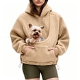 thumbnail image 3 of WULMLEO Cuddle Pouch Hoodie for Women Fleece Carrier Sweatshirt with Dog Pouch Brown L, 3 of 6