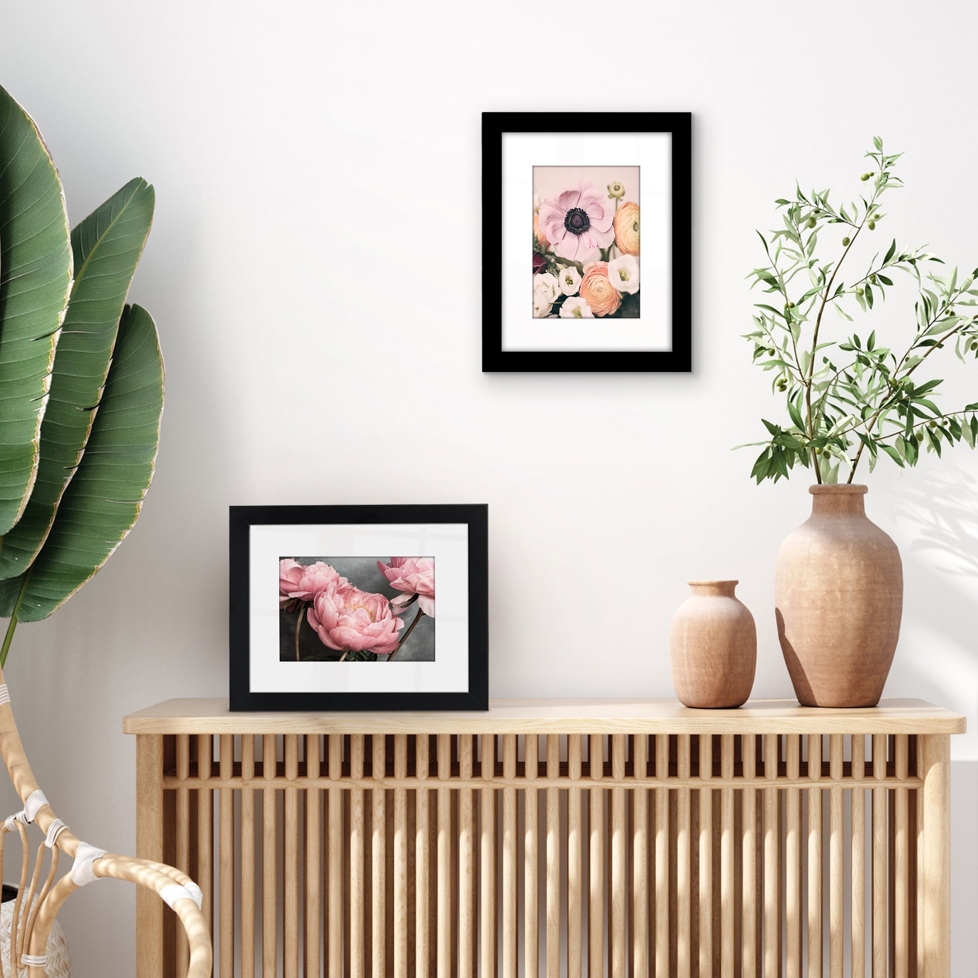 Americanflat 8x10 Picture Frame with Shatter-Resistant Glass with 5x7 Mat Display Photo Signature - Black