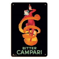 Campari Bitter Aperitif - Red Passion Liqueur - Spiritello Spirit - Vintage Advertising Poster by Leonetto Cappiello c.1921 - 8 x 12 inch Vintage Wood Art Sign