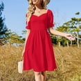 thumbnail image 4 of Vestido rojo cadmio de manga corta vestidos de verano vestidos de novia para fiestas Vestido, 4 of 7