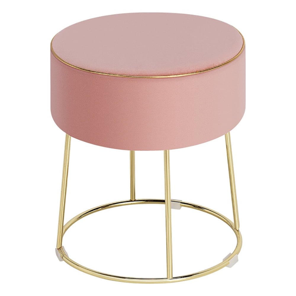 Finihen Round Velvet Ottoman, Footrest Stool, Vanity Chair, Velvet Footrest Stool Ottoman with Non-Slip Foot Pads for Bedside, for Living Room, Bedroom, Pink Finihen Round Velvet Ottoman, Footrest Stool, Vanity Chair, Velvet Footrest Stool Ottoman with Non-Slip Foot Pads for Bedside, for Living Room, Bedroom, Pink