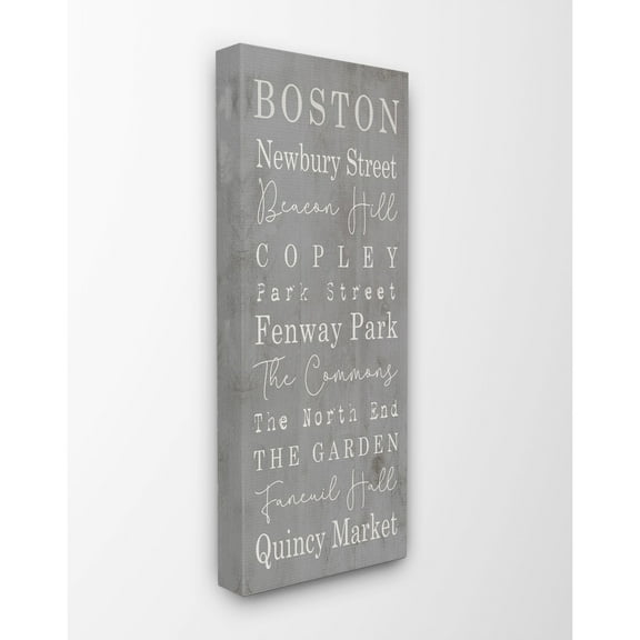 Stupell Industries Boston City Places Neutral Gray Textured Word Design Canvas Wall Art by Daphne Polselli