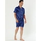 thumbnail image 2 of Ropa de dormir para hombres Top y pantalones de manga corta Ropa de dormir de verano Conjuntos de pijama de satén Azul S, 2 of 4
