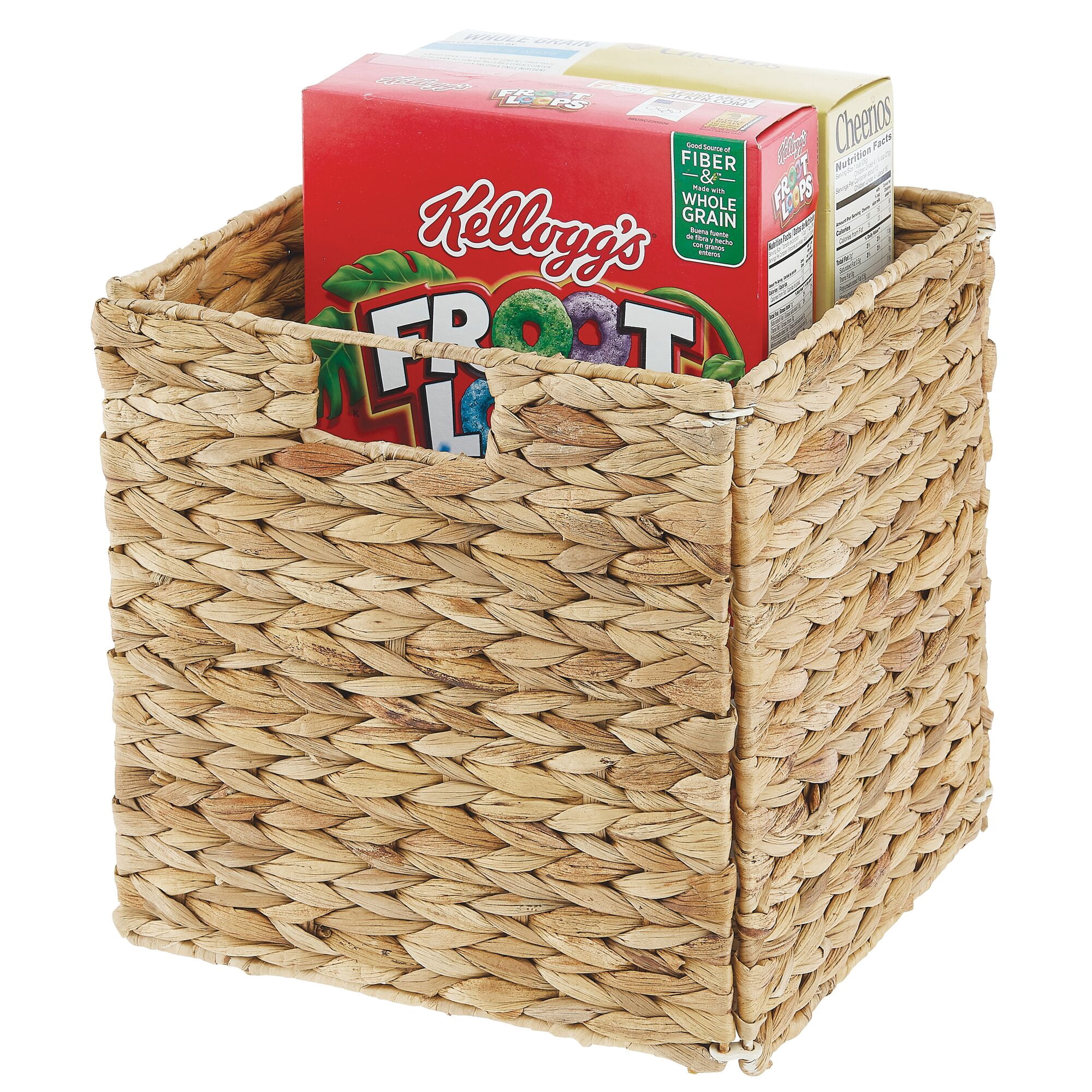 mDesign Woven Hyacinth Kitchen Storage Organizer Basket Bin, 2 Pack, Natural/Tan