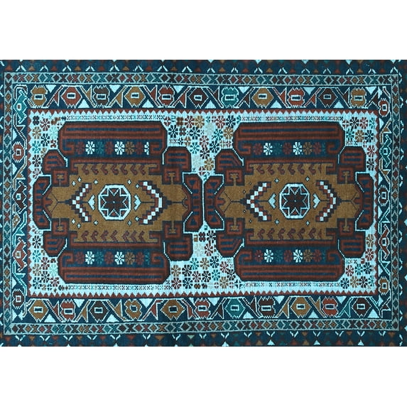 Ahgly Company Indoor Rectangle Persian Light Blue Traditional Area Rugs, 7' x 10'