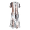 thumbnail image 4 of Offre à Durée Limitée Iumwxz Robe à Manches Courtes Col Rond pour Femmes Tunique Décontractée Ample Robe Longue Plissée Robe à Rayures Robes Confortables pour Vacances, 4 of 5