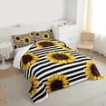 thumbnail image 3 of Homewish Rustic Sunflower Floral Full Size Comforter Sets,Modern Geometric Striped Bedding Comforter Set,Orange White Black Bedding Sets For Teens,Ultra Soft Home Decor Reversible,3pcs, 3 of 8