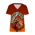 thumbnail image 5 of WMTBSRSW V Neck Print Scrub Tops for Women Thankgiving Short Sleeve Scrub Shirts Stretchy Funny Turkey Graphic Holiday Nurse Uniform with 2 Pockets, 5 of 6