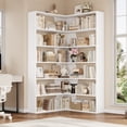 thumbnail image 3 of Homfa 6-Tier Corner Bookcase, L-Shaped Bookshelf with Baffle, Storage Display Rack for Office Living Room, White, 3 of 7
