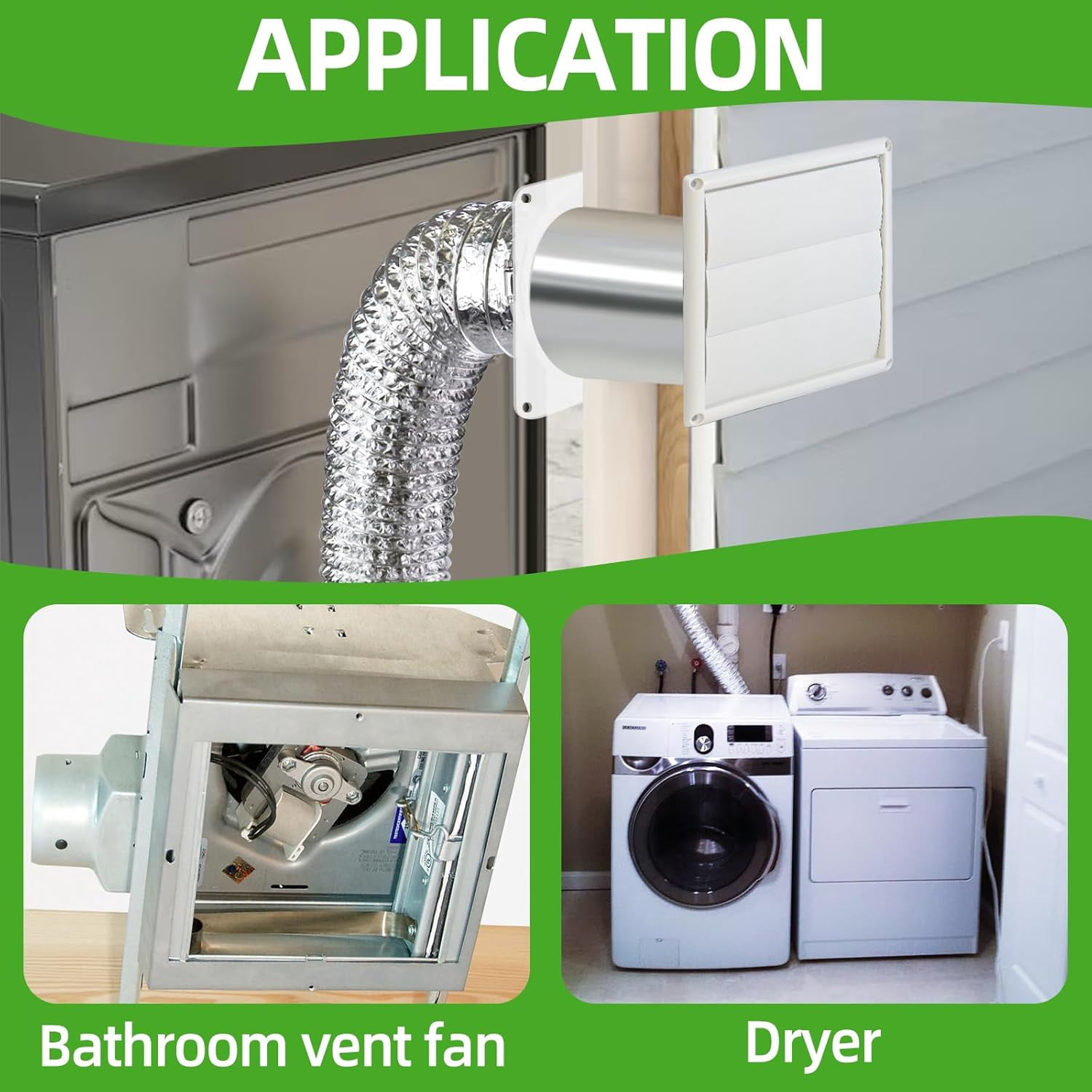 6" Dryer Vent Kit with Hose/Duct Connector/Wall Plate, Dryer Vent Hose Connector Wall Ducting Kit for Bathroom Ventilation Fans Exhaust,Ceiling Washer Air Circulation