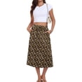 thumbnail image 3 of Asklazy Womens Flowy A-Line Long Skirt Pleated Elastic High Waist Drawstring Skirts with Pockets,Mother's Day,Brown Flower,L, 3 of 9