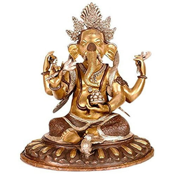 Exotic India Lord Ganesha Brass Statue, Multi Color