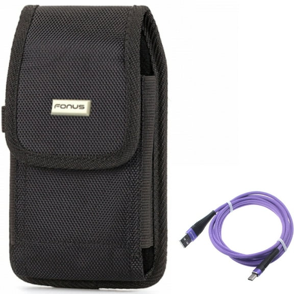 Case Belt Clip w 10ft USB-C Cable for Samsung Galaxy A13 5G,A03s Phones - Swivel Holster Rugged Cover, Purple Type-C Charger Cord Power