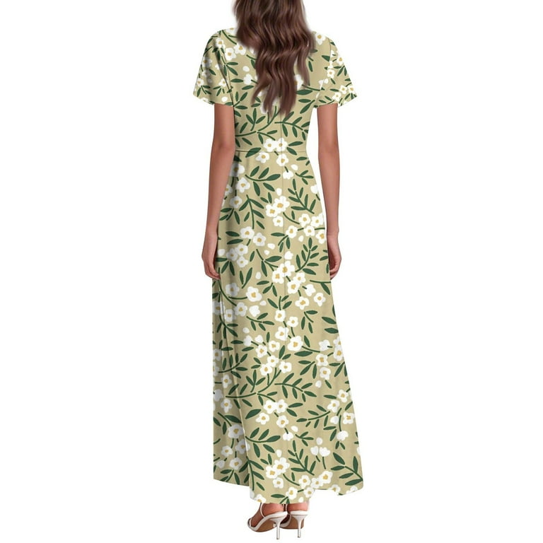 TQWQT Womens Plus Size Spring Dress Short Sleeve Floral Formal Maxi Dresses V Neck Casual Church Dress Easter Wedding Guestes Dress Army Green L - Walmart.com TQWQT Womens Plus Size Spring Dress Short Sleeve Floral Formal Maxi Dresses V Neck Casual Church Dress Easter Wedding Guestes Dress Army Green L - Walmart.com