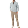 thumbnail image 2 of INSPIRE CHIC Men's Mock Neck Pullover Sweater Solid Color Quarter Zip Knitted Polo Sweater L Light Gray, 2 of 6