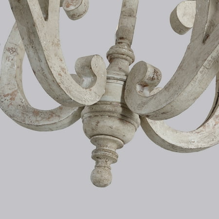 Homary Cottage Style Distressed White Wood 5 Light Candelabra