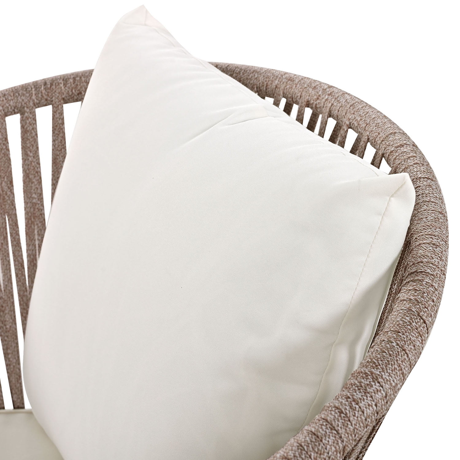 Aimee Lii 7 Pieces Outdoor Patio Dining Set Acacia Wood Garden Table with Umbrella Hole and Rope Metal Frame Chairs, Outdoor Furniture Set, Beige Aimee Lii 7 Pieces Outdoor Patio Dining Set Acacia Wood Garden Table with Umbrella Hole and Rope Metal Frame Chairs, Outdoor Furniture Set, Beige