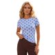thumbnail image 2 of Camiseta de verano para mujer, estilo casual, corte ajustado, con estampado de lunares, cuello redondo y manga corta., 2 of 9