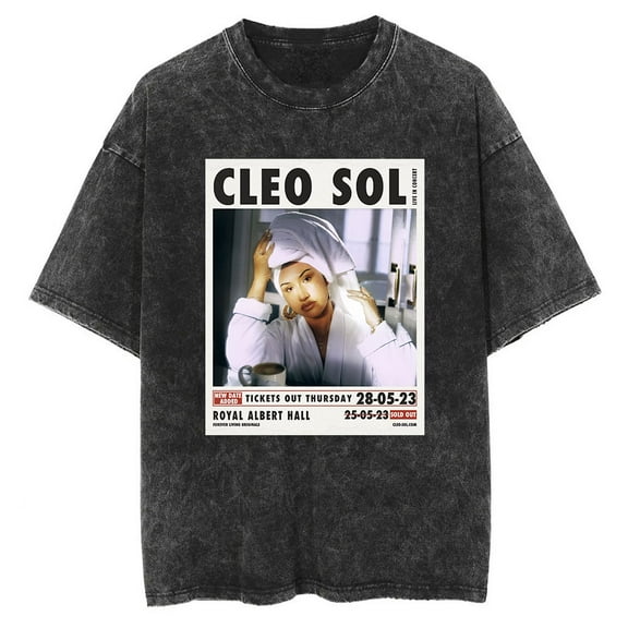 Cleo Sol Washed Cotton Tshirt Streetwear Crewneck Tees Men Women Short Sleeved Tops