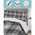 thumbnail image 3 of Quilts Queen Size Bedding Set, Gray Black Buffalo Plaid Reversible Summer Quilt 3 Pieces, White Farmhouse Modern Striped Lightweight Bedspreads Coverlets with 2 Pillow Shams for All Seasons, 3 of 5