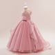 thumbnail image 4 of Vestido de noche con cola para niña, vestidos de fiesta de boda con flores, perlas, tul, Princesa, Verano, 4 of 5