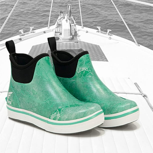 8 Fans Fishing Deck Boots, Realtree WAV3 Camo Waterproof Ankle Mud