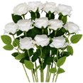 thumbnail image 1 of Mocoosy 12 Pcs Fleurs Artificielles de Roses, Fausses Roses Blanches Réalistes avec Tiges, Bouquet de Fleurs en Soie Simple pour Centres de Table de Mariage, Arrangement, Douche Nuptiale, Fête, Décorations de Table à la Maison, 1 of 6