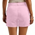 thumbnail image 6 of Women's Shorts Soild Color Elastic Waist Slim Fits Workout Shorts with Pocket Fashion Hiking Summer Shorts for Vacation, 6 of 8