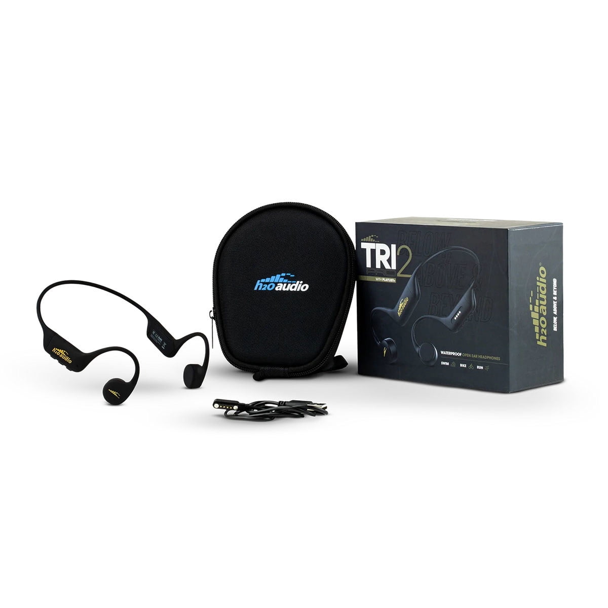 H2O Audio TRI 2 PRO Multi-Sport Waterproof Bone Conduction Open Ear Headphones, Bluetooth 5.3 for Running and Cycling, MP3 Mode for Swimming, IPX8, 8GB Memory, Playlist+ App Included for Streaming
